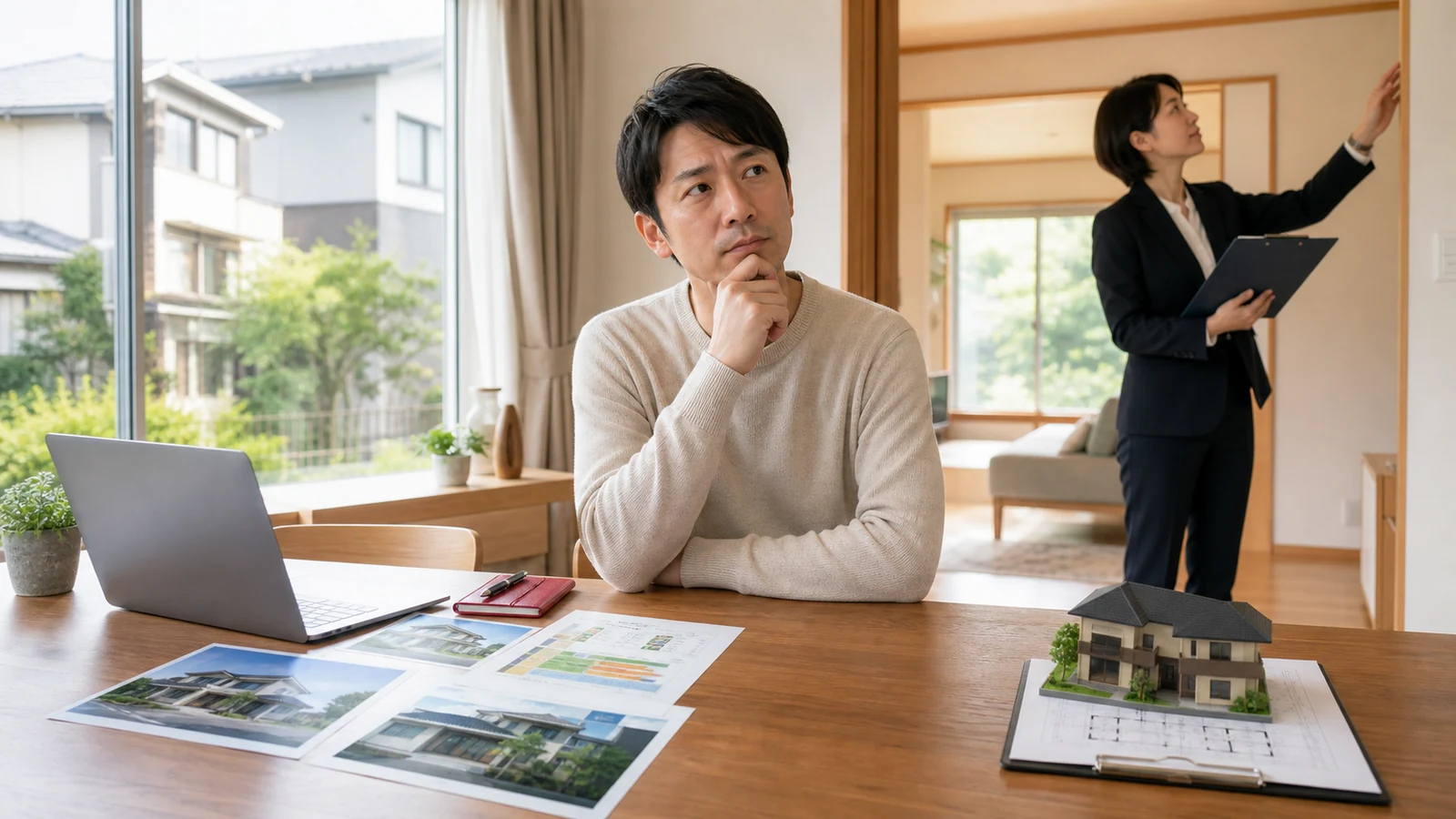 机上査定と訪問査定のどちらを選ぶか検討する住宅の売主