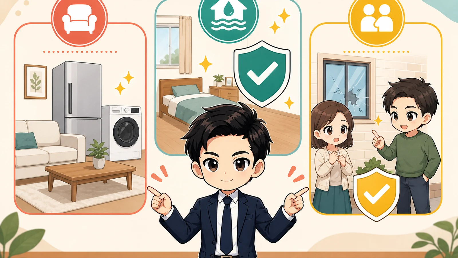 賃貸火災保険の三つの補償を比較するざわ先生