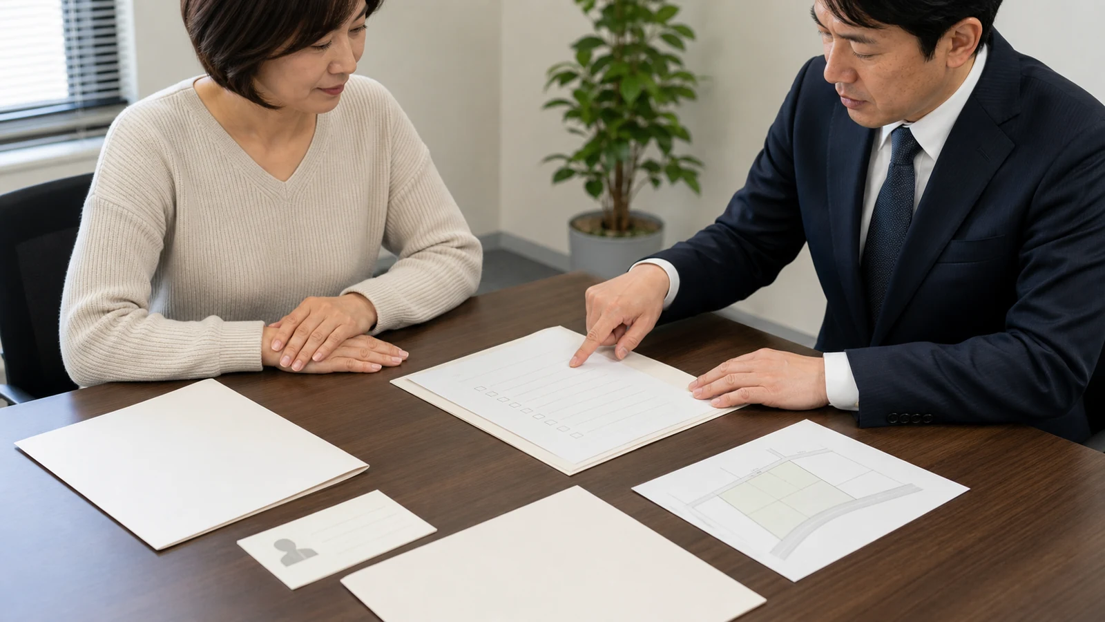 土地の決済・引渡し前に登記書類と入金情報を確認する場面