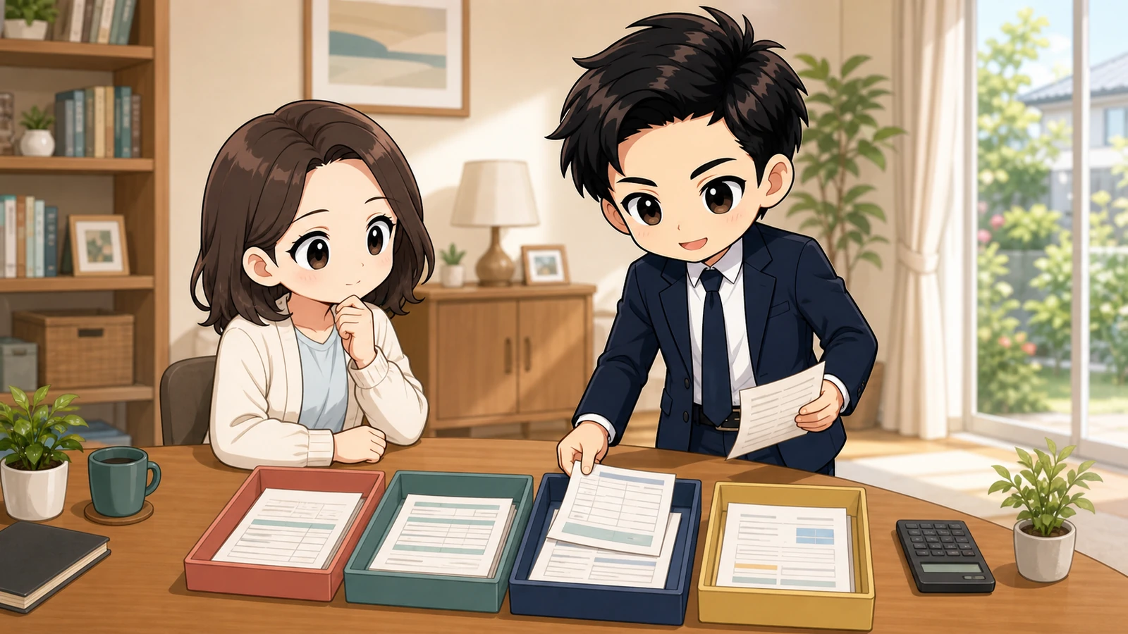 ざわ先生が申込金・預り金・初期費用の領収書と返金項目を整理するイラスト