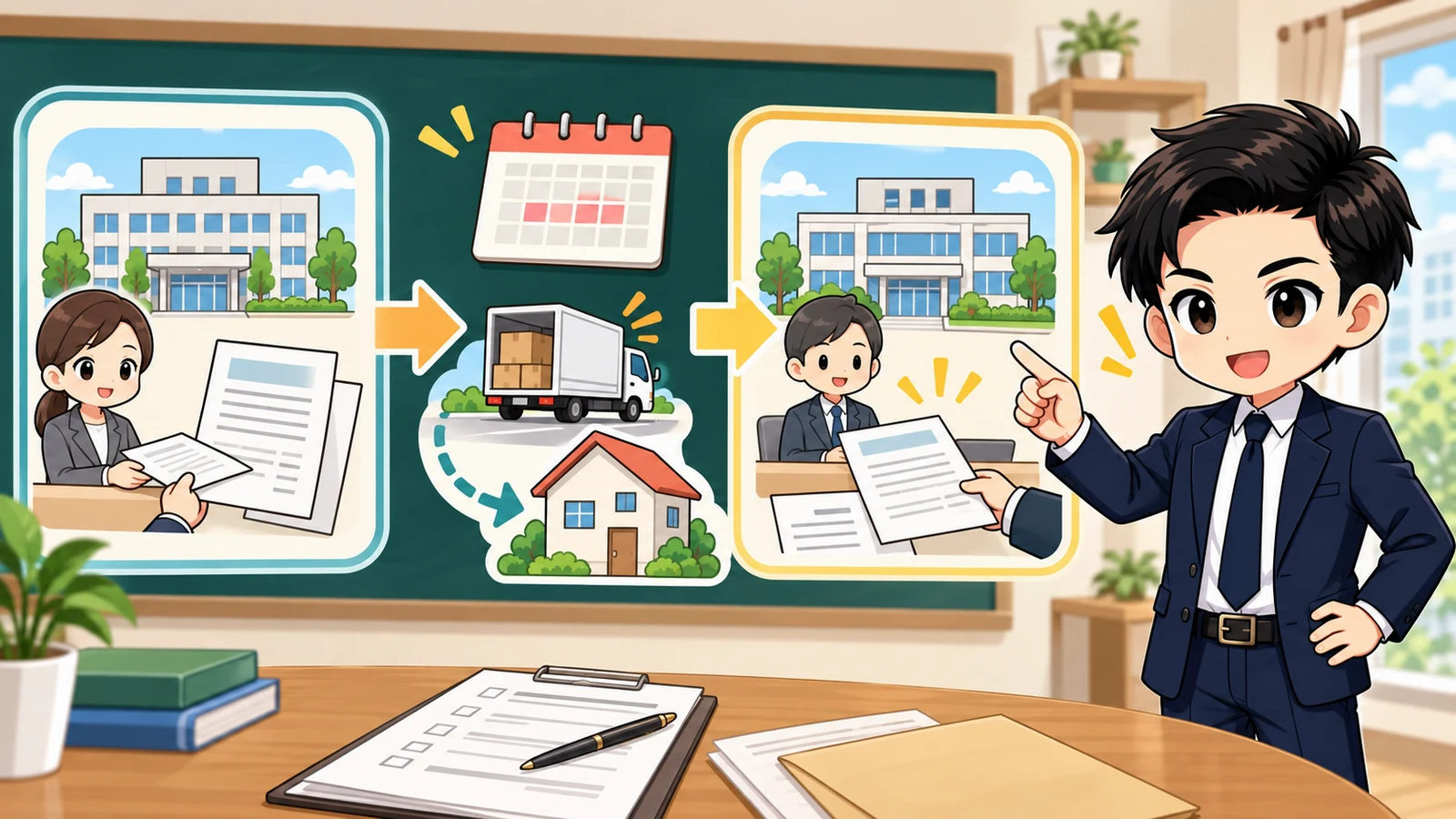 ざわ先生が旧住所地の事前届出から新住所地の転入後届出までを整理する図解