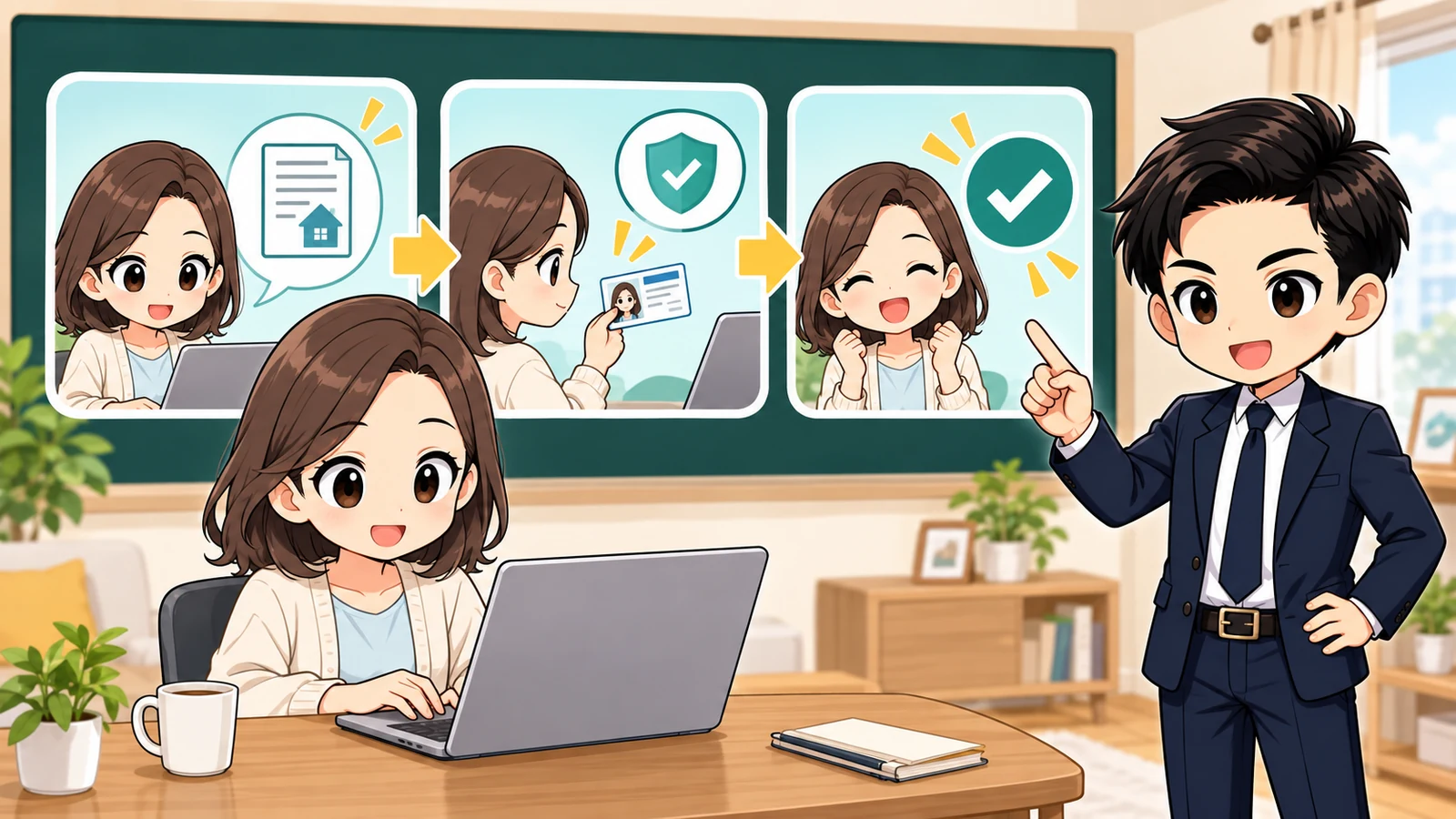 ざわ先生が管理会社への届出・本人確認・変更完了通知を時系列で整理する図解